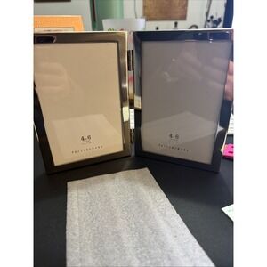 Pottery Barn Silver-Plated Hinged Double Picture Frame 4x6